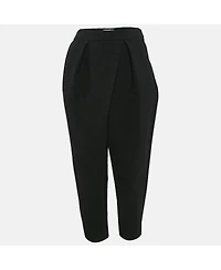 Pre-Owned Chloe Women's Black Textured Crepe Pleats Detail Trousers