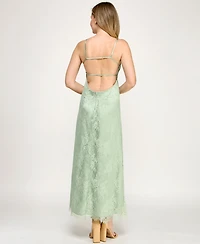 Beauty & Grace Juniors' satin ruched-bust maxi dress