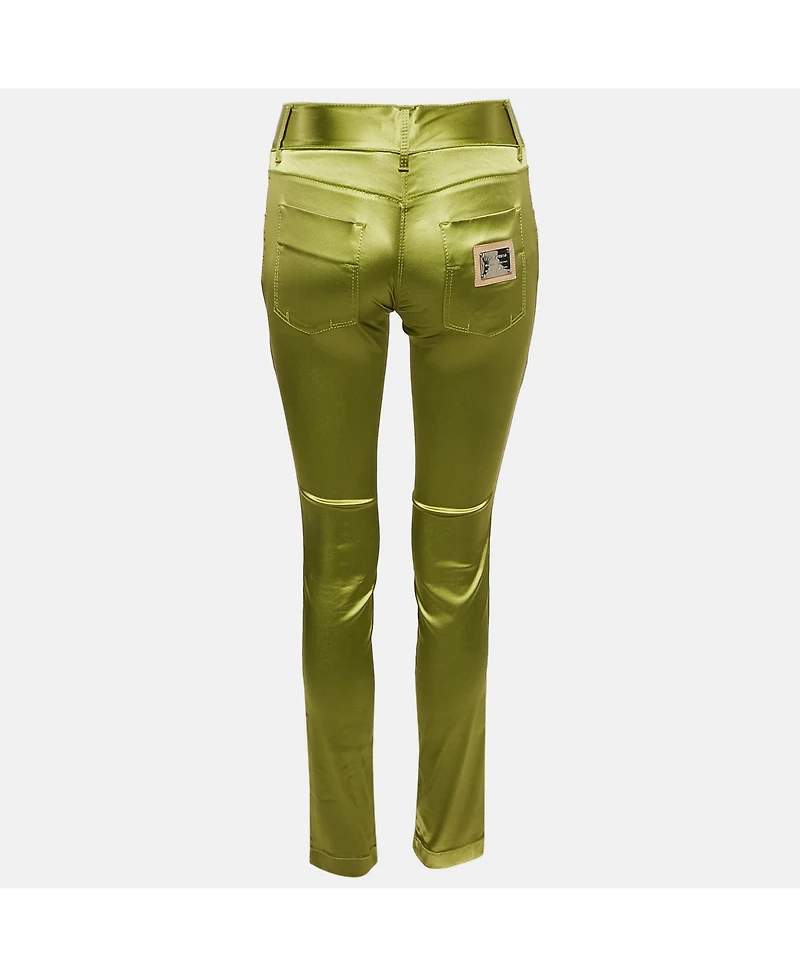 Pre-Owned Dolce & Gabbana Women's Green Satin Trousers