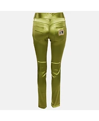 Pre-Owned Dolce & Gabbana Women's Green Satin Trousers