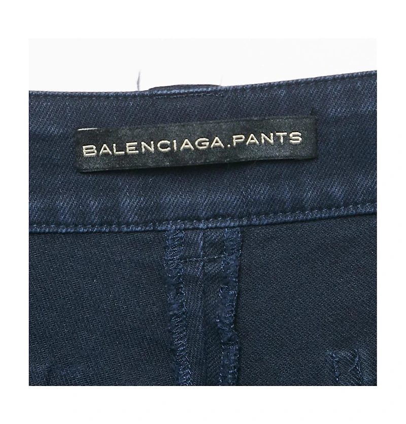 Pre-Owned Balenciaga Women's Blue Cotton Gabardine Pants