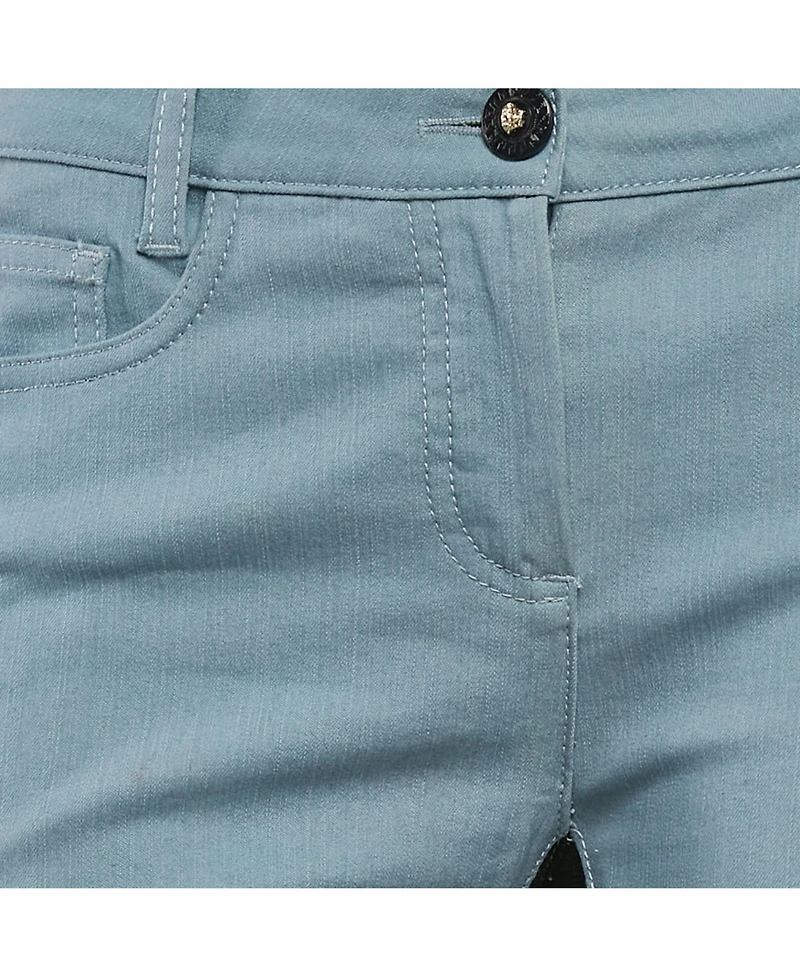 Pre-Owned Versace Women's Blue/black Denim And Cotton Skinny Jeans