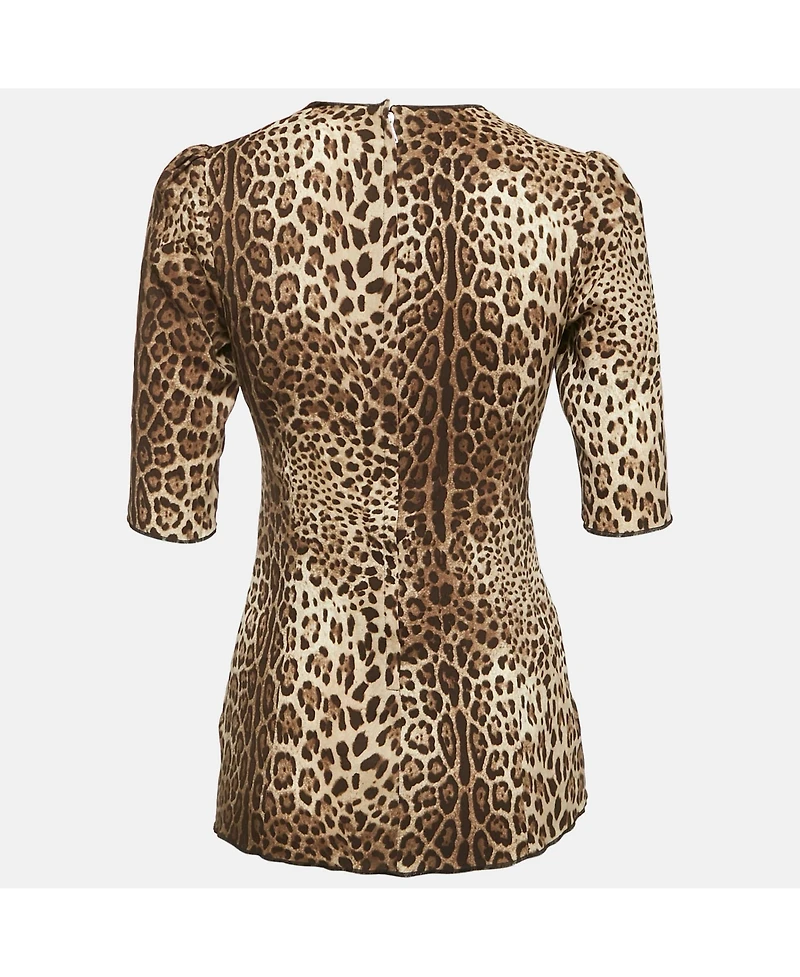 Pre-Owned Dolce & Gabbana Women's Brown Leopard Print Silk Blouse