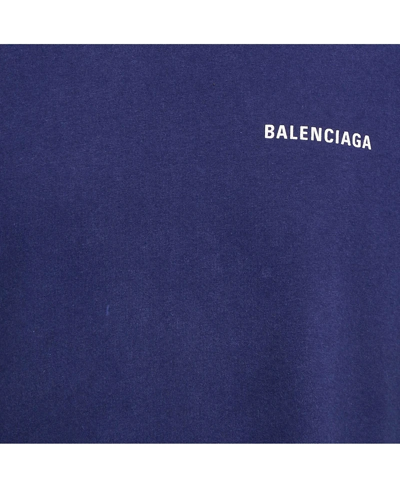 Pre-Owned Balenciaga Men's Unisex Blue Logo Print Jersey T-Shirt