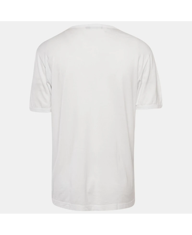 Pre-Owned Dolce & Gabbana Men's White Cotton Jersey Crewneck T-Shirt