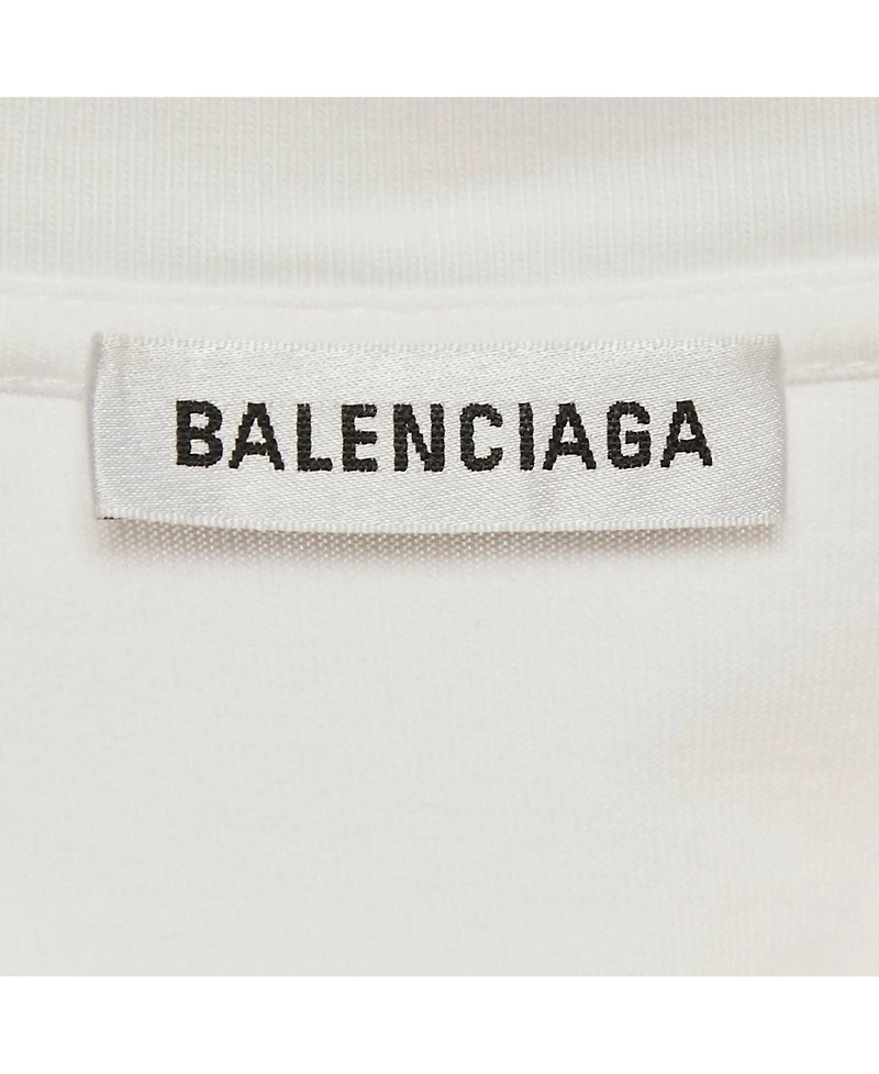 Pre-Owned Balenciaga Men's White Logo Embroidered Cotton T-Shirt
