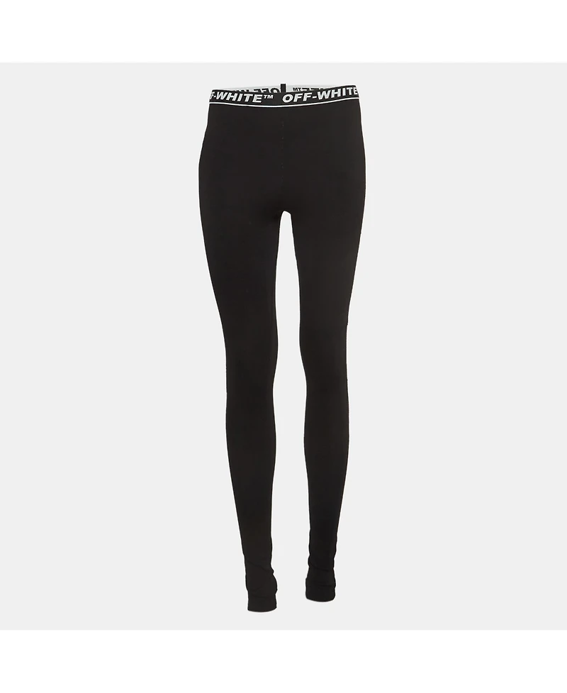 Pre-Owned Off-White Women's Black Logo Intarsia Knit Active Wear Leggings