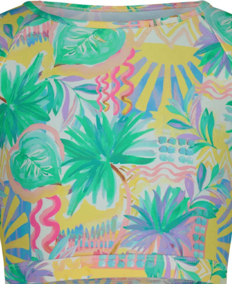 Roxy Girls' 7-16 Swimsuit Printed Rash Guard and Bottom, 2-Piece Set