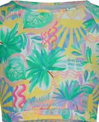 Roxy Girls' 7-16 Swimsuit Printed Rash Guard and Bottom, 2-Piece Set