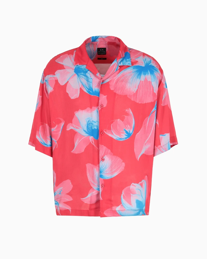 A|X Armani Exchange Men's Boxy-Fit Floral Shirt