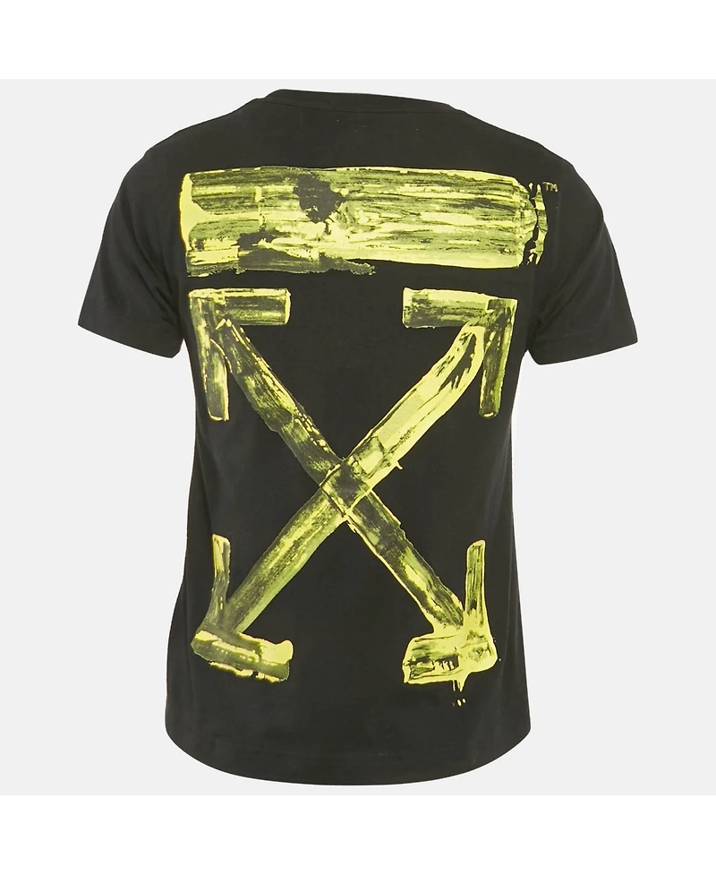 Pre-Owned Off-White Men's Black Logo Print Cotton Crew Neck T-Shirt