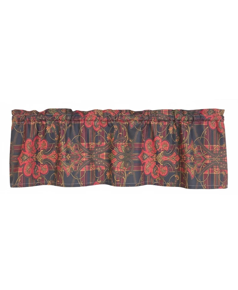 Rlf Home 100% Cotton High Quality Espadas Tailored Window Valance with 1.5" Rod Pocket 50" W X 12" L Burgundy