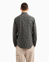 A|X Armani Exchange Men's Slim-Fit Striped Logo Print Long Sleeve Button-Front Shirt