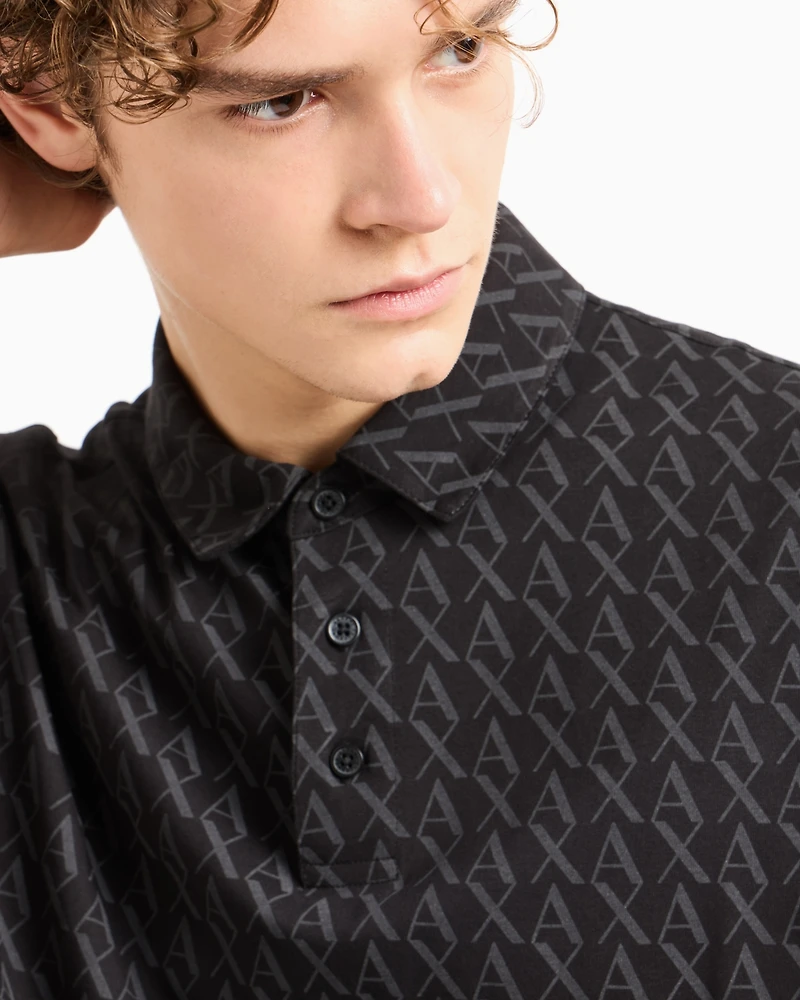 A|X Armani Exchange Men's Short Sleeve Logo Print Polo Shirt