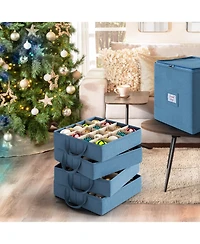 Christmas Ornament Storage Box With 4 Inner Tray Dividers - - Ornament Storage