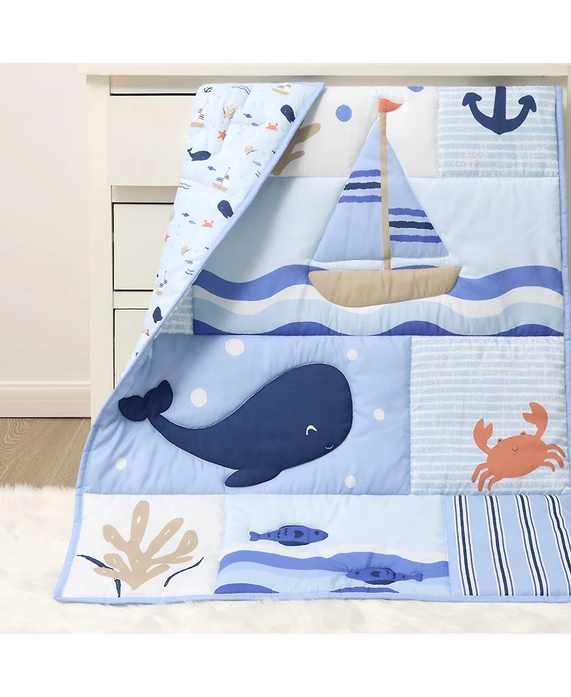 The Peanutshell Crib Bedding Set for Baby Boys, Nautical Patch, 3 Pieces