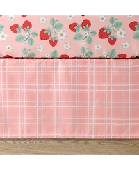 The Peanutshell Crib Bedding Set for Baby Girls, Strawberry Sweet, 3 Pieces