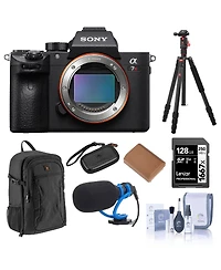 Sony Alpha a7R Iv Mirrorless Camera (V2) Bundle with Backpack, 128 Memory Card, Battery, Microphone, Tripod, Card Wallet, Cleaning Kit