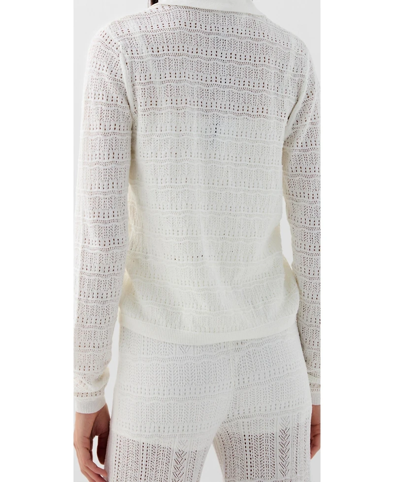Scalpers Women's Pointelle White Cardigan