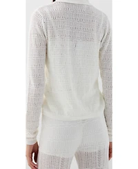 Scalpers Women's Pointelle White Cardigan