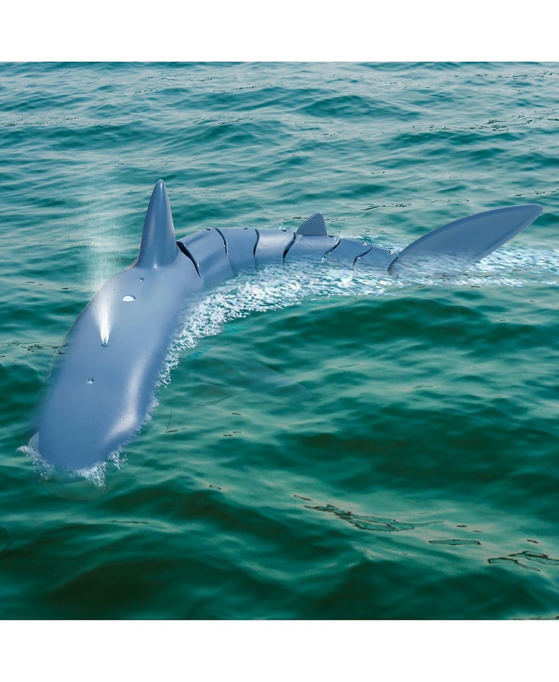 Mecale Remote Control Shark Toy, 2.4GHz Realistic Rc Shark with Lights, Spray & 2 Batteries for Pool or Bath, Fun Toy for Kids 6