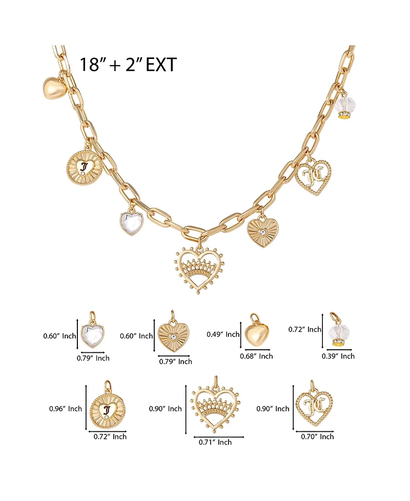 Juicy Couture Heart Juicy Logo Charm Necklace - 18+2''