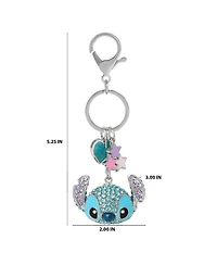Disney Stitch Pave Crystal Keychain with Heart & Star Charms