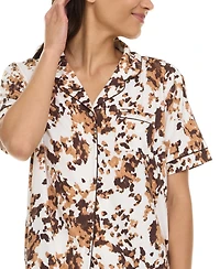 Flora by Nikrooz Women's Gabriella Printed Notch Collar and Long Pant Set