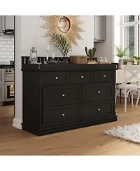 Homsee Changing Table with 7-Drawers, Guardrail Top, Anti-Tip Safety Feature