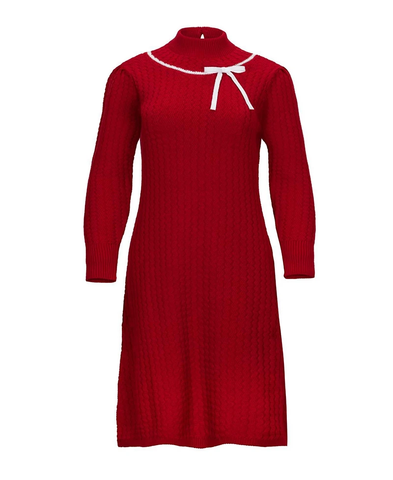Hope & Henry Women's Organic Mock Neck Cable Sweater Dress