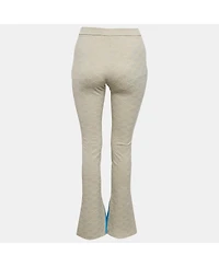 Pre-Owned Off-White Women's Neutral Cream Monogram Jersey Slit Detail Leggings
