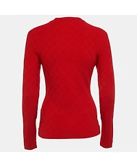 Pre-Owned Balmain Women's Red Stretch Knit Button Detail Sweater