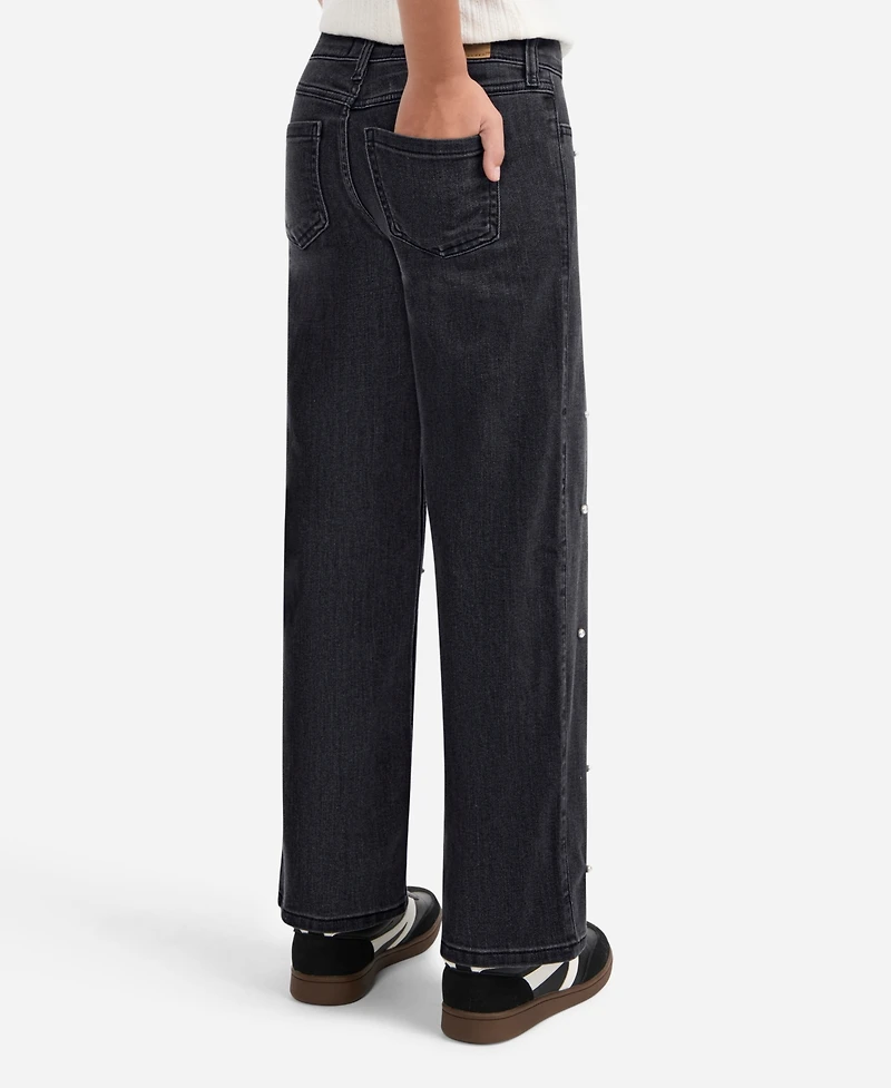 abercrombie kids Girls High-Rise Embellished Wide Leg Jeans