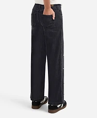 abercrombie kids Girls High-Rise Embellished Wide Leg Jeans