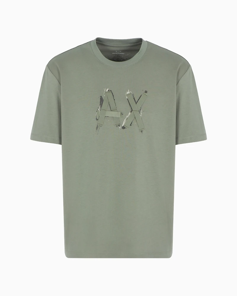 A|X Armani Exchange Men's Slim Fit Short Sleeve Crewneck Destructed Logo T-Shirt