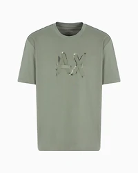 A|X Armani Exchange Men's Slim Fit Short Sleeve Crewneck Destructed Logo T-Shirt