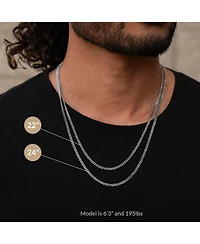 Vincero Men's Cuban Chain – 3mm Silver Curb Link Necklace 24"