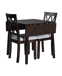 Maison Boucle 3-Piece Folding Dining Table Set with Drop Leaf and 2 Padded Chairs, Compact Breakfast Nook for Small Spaces