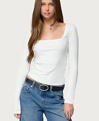 Edikted Women's Zandra Square Neck Ribbed Top