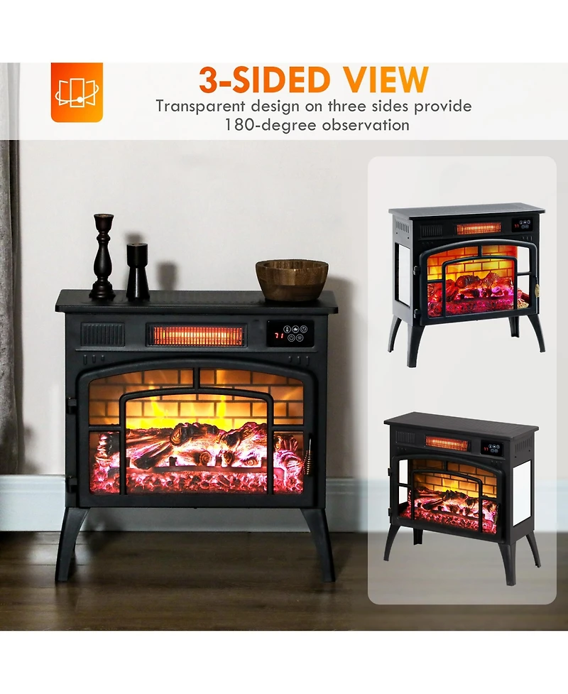 Homcom Infra Electric Fireplace Heater for Indoor, 1500W,