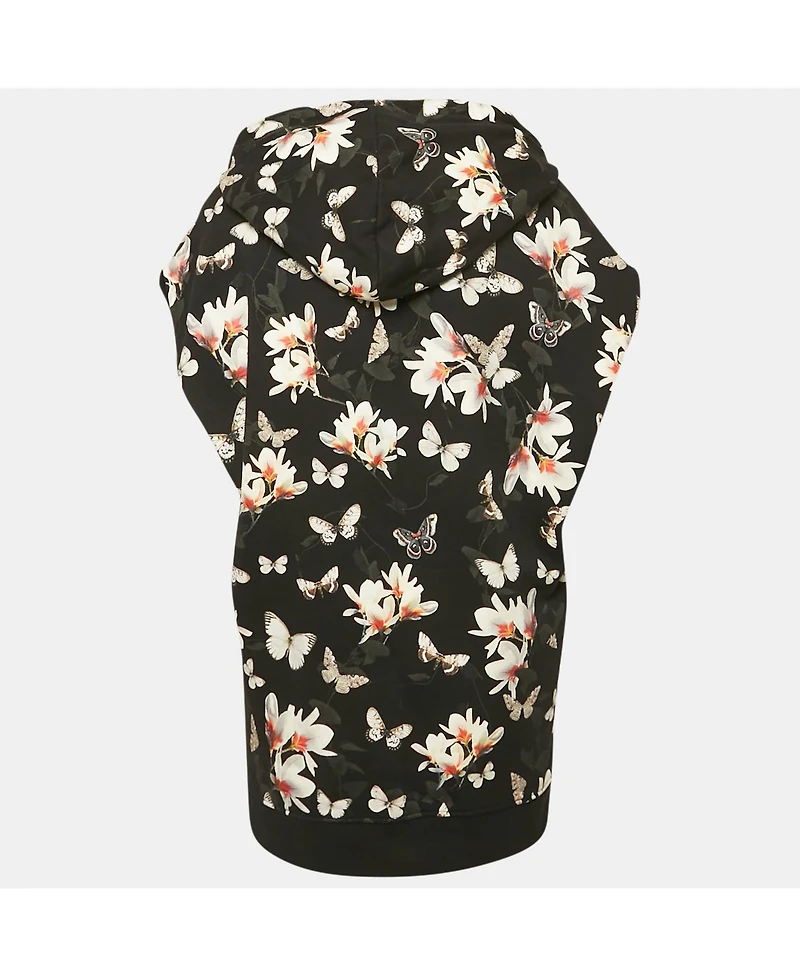 Pre-Owned Givenchy Women's Black Floral Print Cotton Sleeveless Hoodie