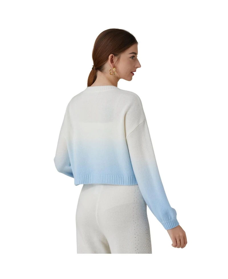 Bellemere New York Women's Polar Bear Cropped Cashmere Sweater (With Crystal Touch)