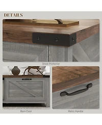 Homcom Farmhouse Table with Storage and Drawer, Distressed