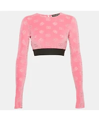Pre-Owned Dolce & Gabbana Women's Monogram Velvet Crop Top