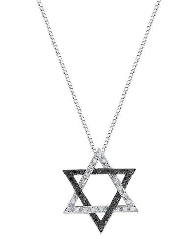 Macy's White and Black Diamond Star of David Pendant Necklace (1/6 ct. t.w.) in Sterling Silver