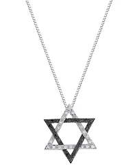 Macy's White and Black Diamond Star of David Pendant Necklace (1/6 ct. t.w.) in Sterling Silver