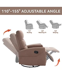 sumyeg Manual Recliner Chair with Rocker and Swivel Fabric