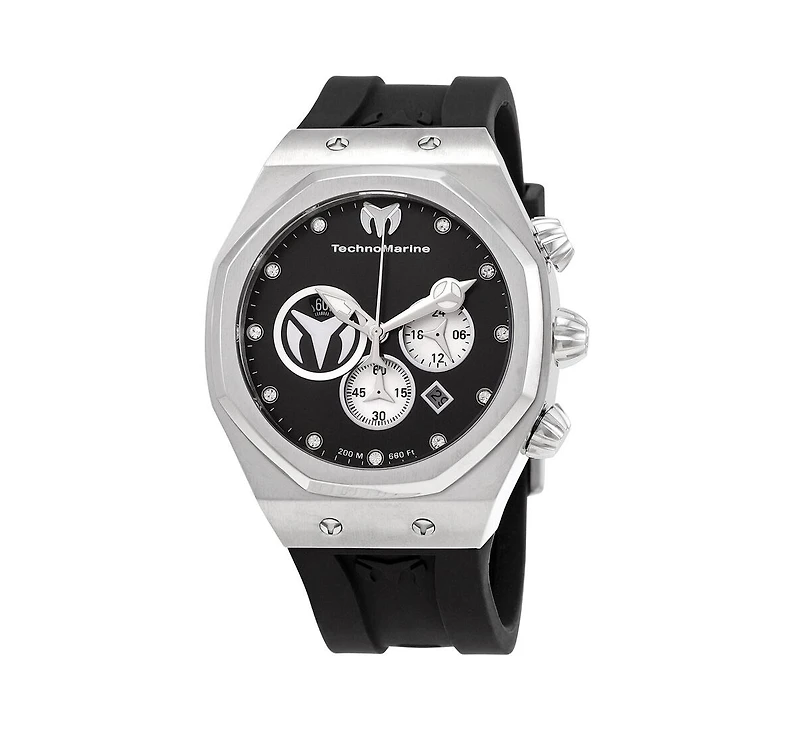 Technomarine Men's Tm-520000 Reef Sun Quartz Chronograph Black, Silver Dial Watch