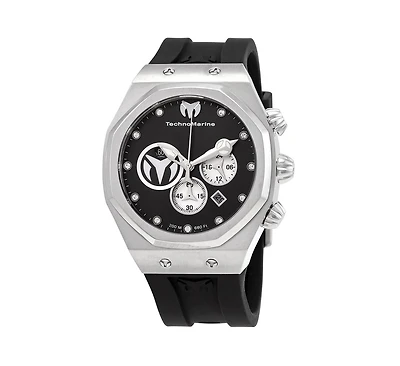 Technomarine Men's Tm-520000 Reef Sun Quartz Chronograph Black, Silver Dial Watch
