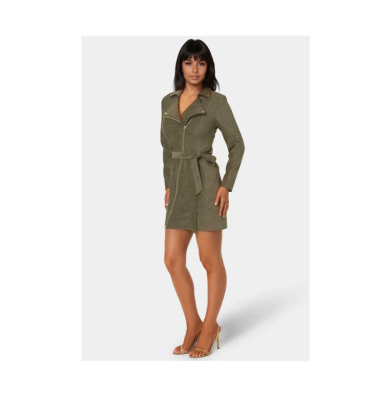 Bebe Women's Faux Suede Moto Dress